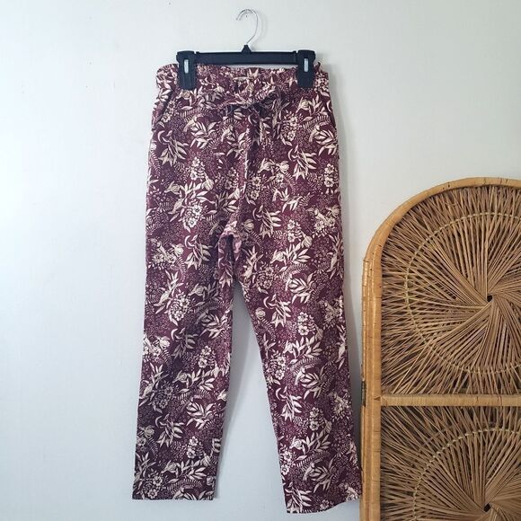 Scotch & Soda Bamboo Beach Trousers Tie Front Red Cream M - Picture 1 of 8